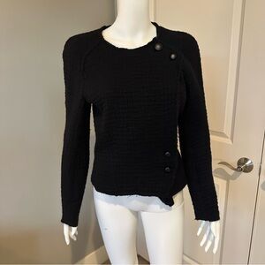ISABEL MARANT Jacket Raw Edge Matelassé Virgin Wool Top Black 36 US S